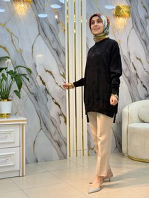 Resim KADO ÇİÇEK JAKAR DESENLİ RİBANALI TUNİK 262926 - Siyah / 40 