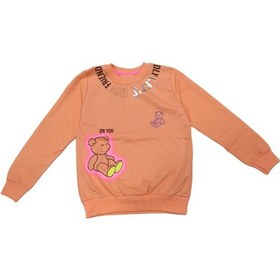 Resim İrem Kız Çocuk Önü Arkası Yazı Resim Desenli Açık Turuncu Renk Sweatshirt 
