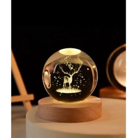 Resim Geyik Renk Değiştiren Işıklı Cam Küre 8cm 