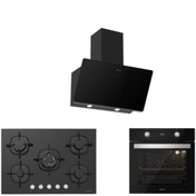 Resim Silverline Siyah Cam Ankastre Set 5 Yıl Garanti (3457 Soho 60+cs5365b01+bo6504b01) 