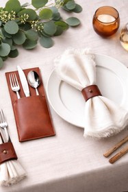 Resim Deri Çatal Bıçak Kılıfı - Soho 128 - Kahverengi 