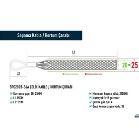 Resim SPC2025-36A Çelik Kablo / Hortum Çorabı 