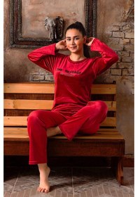 Resim Sude Kadın Kışlık Bisiklet Yaka Kadife Pijama Takımı K803/97 - 1 Adet 001 