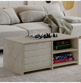 Resim Gord Minderli Orta Sehpa Oyun Ve Dinlenme Alanı İçin Fonksiyonel Tasarım Traverten 