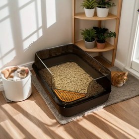 Resim Yüksek Çitli Ekstra Büyük Yarı Kapalı Kedi Kumu Kutusu - Dayanıklı PVC Malzeme, 60.96cm x 40.39cm x 16.0cm - Kürek Dahil - Çoklu Kedi Evleri İçin İdeal 