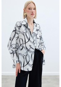 Resim Sateen Desenli Klasik Gömlek - Siyah-136241 Siyah 