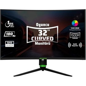 Resim Genel Markalar Aryond A32 V2 32" 180Hz QHD 1 Ms HDR10 300 Nit G-Sync FreeSync Curved VA Oyuncu Monitörü 