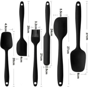 Resim Yanmaz Yapışmaz Silikon 6'lı Pasta, Yumurta Fırçası, Kaşık , Spatula Mutfak Seti 
