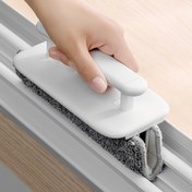 Resim Kol ve 3 mikrofiber bez ile 4 parça pencere oluk temizleme fırça seti - Ev oturma odası için kolay kayan silecek - Elektrik gerekmez - Verimli sürgülü kapı izi ve aralık temizleme aracı 