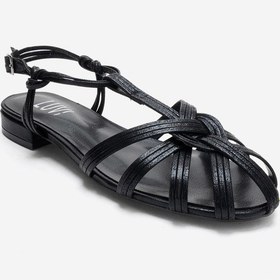 Resim Luvishoes Rosse Siyah Simli Kadın Sandalet Siyah 