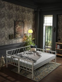 Resim Unimet Glory Yavrulu Daybed Tek-çift Kişilik Sedir Metal Karyola Yatak Seti Beyaz 