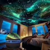 Resim 1 Adet Galaksi Yıldızlı Gökyüzü ve Kuzey Işıkları Projeksiyon Gece Lambası Uzaktan Kumandalı, Kamp, Partiler, Tatiller için USB ile Çalışan 2'si 1 Arada Yatak Odası Projektörü - Cilalı Plastik Sanat Dekoru, Pil Gerektirmez, Kamp Aydınlatması | Galaksi Tasarımı | Uzaktan Kontrollü Aydınlatma, Yatak Odası için Galaksi Projektör 