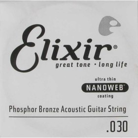 Resim Elixir 14130 Nanoweb Phosphor Bronze Tek Akustik Gitar Teli (30) 
