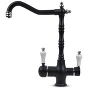 Resim Su Arıtma Cihazı İçin 3 Yollu Rustik Siyah Musluk 