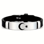 Resim Şık Bohem Tarzı Ay ve Yıldız Desenli Bileklik, 202 202 Paslanmaz Çelik Malzeme, Yüksek Yoğunluklu Silikon Bileklik Günlük Kullanım ve Partiler İçin Uygun, Ay Aksesuarları Erkekler ve Kadınlar İçin, Kaderin Kızı, Silikon Bileklik, Manyetik Bileklik Kadınlar İçin, 202 Paslanmaz Çelik Bileklik Kadınlar İçin, Erkekler İçin Bileklik 