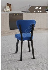 Resim Faymend 1 Adet Elma Model Mutfak Sandalyesi Salon Sandalyesi Yemek Sandalyesi Cafe Restaurant Sandalyesi Mavi 