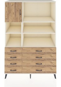 Resim Kronos Dolap 7 Raflı 8 Çekmeceli Tek Kapaklı 132x59x195 Aytaşı-çam/çam Atlas Çam/atlas Çam 