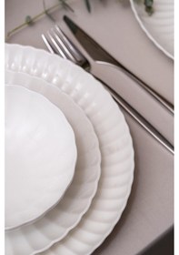 Resim Kütahya Porselen Bone Luz Form 27 Parça 6 Kişilik Yemek Takımı Beyaz 