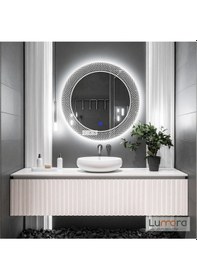 Resim Zenith Beyaz Led'li Lazer Kumlamalı Lavabo & Banyo Aynası Dokunmatik Sensörlü 60 X 60 