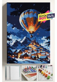 Resim Sayılarla Boyama Seti Numaralı Tuval Fırça Boya Dahil Kasnaklı Set 50x70 Cm - Işıklı Balon 