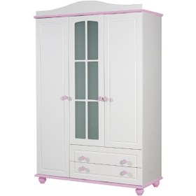 Resim Meltem Kids Carino Pembe Üç Kapılı Camlı Dolap 