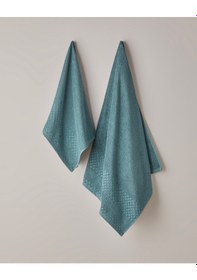 Resim English Home Border Check Pamuk Yüz Havlusu 50x80 Cm Petrol Petrol 