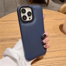 Resim HappyCase Iphone 13 Pro Kılıf Düz Puffer Kamerası Açık Puff Kılıf Kapak-Lacivert 