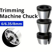 Resim Ahşap İşleme Kesme Makinesi Aksesuar Kiti, Dönüştürülebilir Başlık & Mil Adaptörü ile - 6/6.35/8mm Matkap Uçları, Kenar Frezeleme Araçları için Gravür Kapak Kelepçesi 