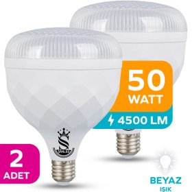 Resim ŞANLED 50W KRİSTAL Tasarruflu E27 Beyaz Işık Torch Led Ampul-1-2-4-6-8-10 Adettir 