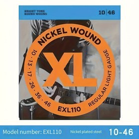 Resim 6 adet Klasik Elektrikli Gitar Dizisi, Yüksek Karbon Alaşımlı Nikel Kaplamalı Çelik Winding, Artan Kararlılık ve Gerçekçi Ton, 2 model (EXL 120/EXL110) içerir. Her model 6 dizide içerir. 