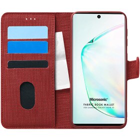 Resim Samsung Galaxy Note 10 Kılıf Fabric Book Wallet Kırmızı 