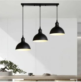 Resim Riolight Masa Üstü Vintage,retro,rustik Siyah 3xe27 Duylu Metal Sarkıt Sıralı Avize Uzunluk:60cm Siyah 