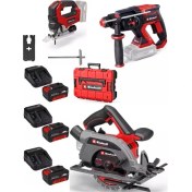 Resim Einhell Tp-Hd 18/22 D Bl Matkap Tp-Cs 18/165 Li Bl Daire Testere Tp-Js 18/135 Bl Dekupaj 3X4.0AH Kömürsüz Set 