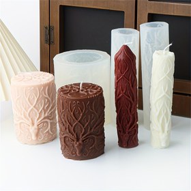 Resim Noel Geyik Boynuzu Mum Kalıbı - Aromaterapi Plastik ve Reçine El Sanatları için 3D Silikon Rölatif Tasarım, Mükemmel Noel Dekor Hediyesi, Şık Yazı Desenleri ile Festif Geyik Kolu Silindir Kalıbı, Mum Yapımı Malzemeleri 