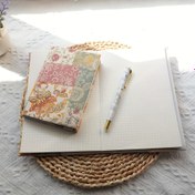 Resim 1 adet Retro Çiçek Desenli Ekleme Stili Kumaş Kitap Kapağı, A5/A6/WEEKS Planlayıcı Kılıf Koruyucu Kabuk, Dergi Kapağı Koruyucu Ofis Kırtasiye Malzemeleri 