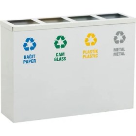 Resim Galvatek Metal 4'lü Geri Dönüşüm Sıfır Atık Kutusu (Kovalı) 