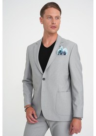 Resim Efor Slim Fit Torba Cep Esnek Pamuk Düz Gri Blazer Ceket C 712 Gri 