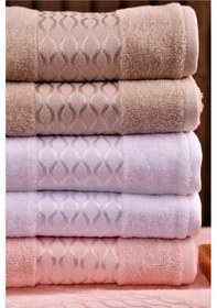 Resim Özdilek Elissa 6'lı Pamuklu Su Emiciliği Yüksek 50 80 El Yüz Havlusu Beyaz-pudra-taş Çok Renkli 
