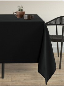 Resim Kadife Dokulu Panter Siyahı Dertsiz Masa Örtüsü Panter Siyahı 