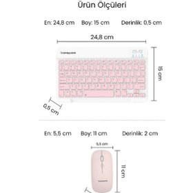 Resim Pembe Kablosuz Klavye Ve Mouse Seti 