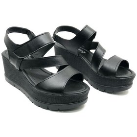 Resim Ayakdaş 1019 Kadın Dolgu Taban Sandalet Siyah 