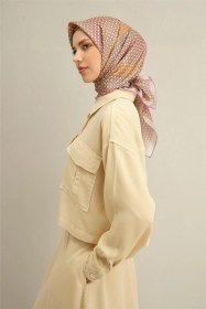 Resim Armine Klasik Desenli Saf İpek Twill Eşarp 9319d 82 Pembe 