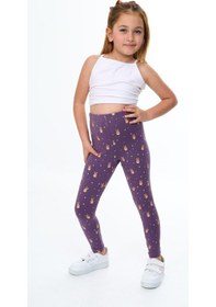 Resim Toontoy Kids Toontoy Kız Çocuk Tavşan Baskılı Tayt Mor 