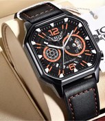 Resim Lige Lüks Deri Kordon Kare Tasarım 3 ATM Su Geçirmez Çok Fonksiyonlu Erkek Kol Saati 