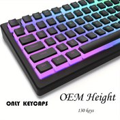 Resim 130-Ana Puding Tuş Kapa Seti, Çift Katman PBT ABS Enjeksiyon Kalıplı, Şeffaf RGB Uyumlu, Mekanik Klavyeler için OEM Profili 
