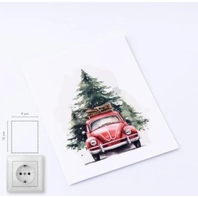 Resim Storemax Yılbaşı Priz Sticker 9X12 Cm, Kırmızı Araba 5 Adet 