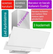 Resim Bacasız ve Bacalı Kullanım Beyazcam Davlumbaz Karbon Filtre Dahil 