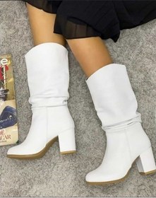 Resim Kadın Azra Beyaz Cilt Körüklü Çizme 