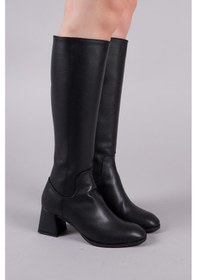 Resim Chimay Aksesuarsız Topuklu Çizme Siyah-8559 Siyah 