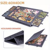 Resim 1 adet katlanabilir/standlı dört çekmeceli puzzle matı, 500 parça kapasiteli, taşınabilir büyük puzzle matı, tek parça kalınlık 9mm 